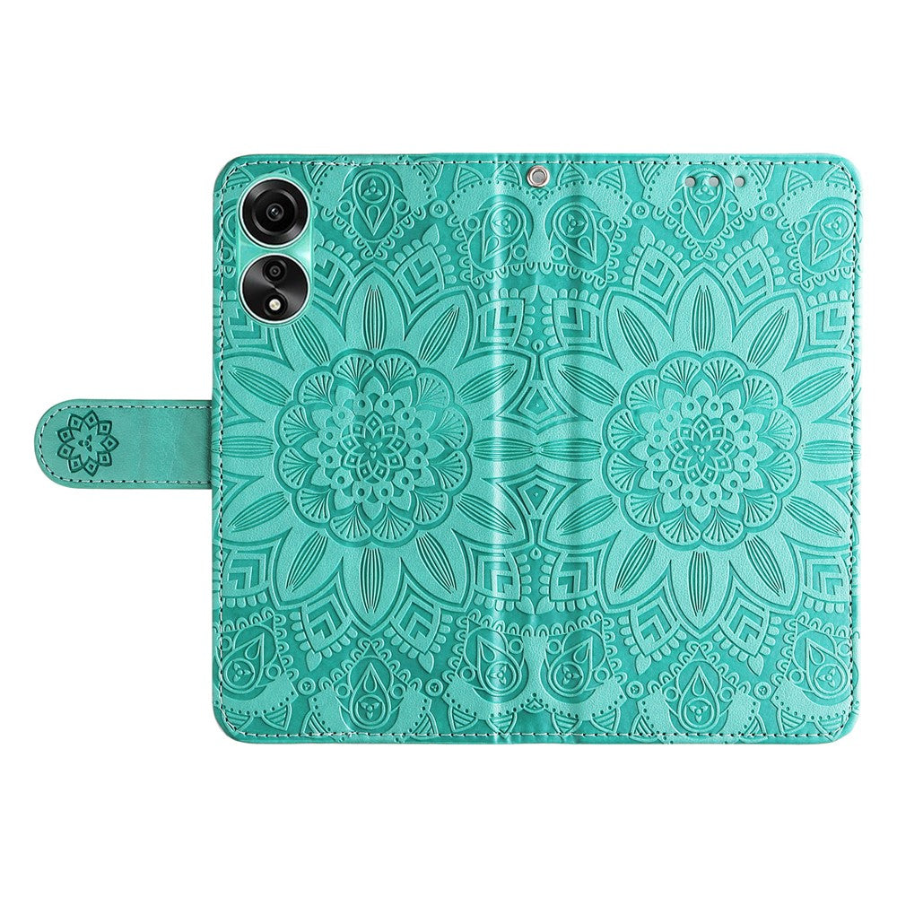For Oppo A78 4G Shockproof Phone Cover Sunflower Imprinted PU Leather Wallet Stand Case