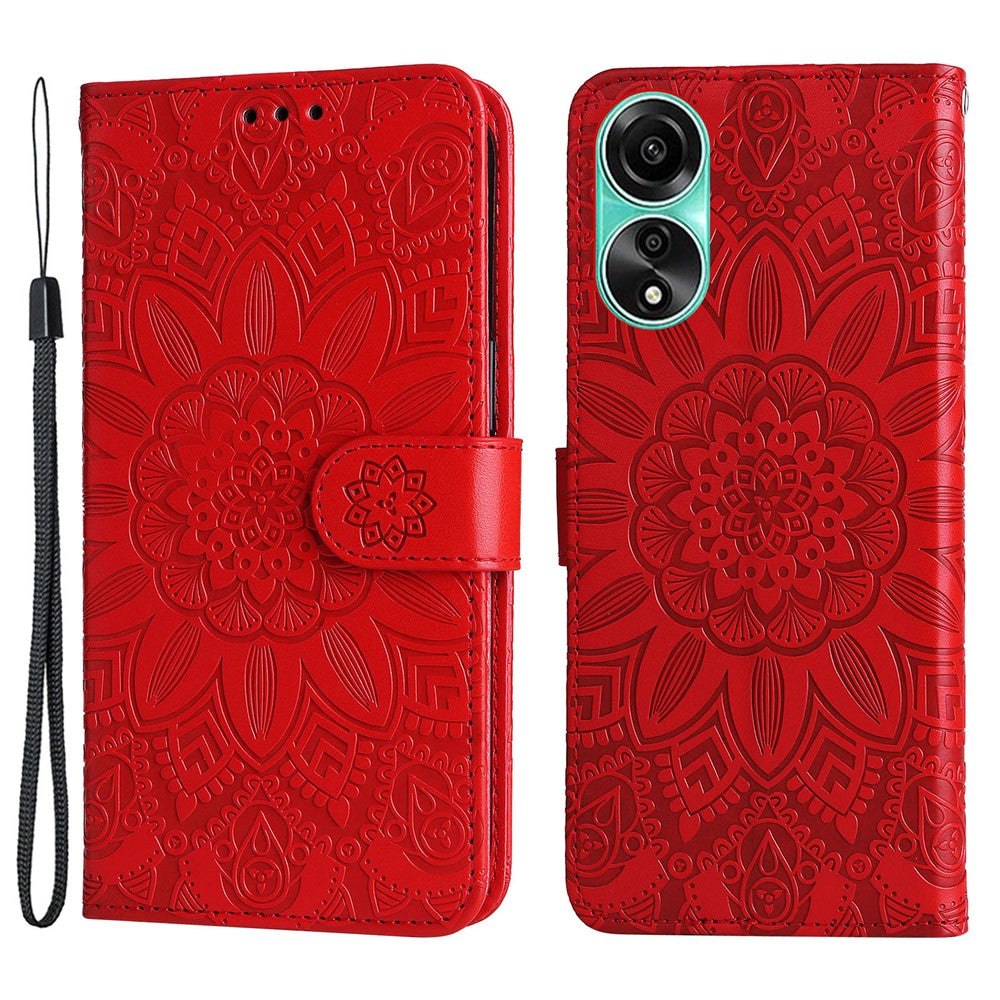 For Oppo A78 4G Shockproof Phone Cover Sunflower Imprinted PU Leather Wallet Stand Case