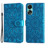 For Oppo A78 4G Shockproof Phone Cover Sunflower Imprinted PU Leather Wallet Stand Case