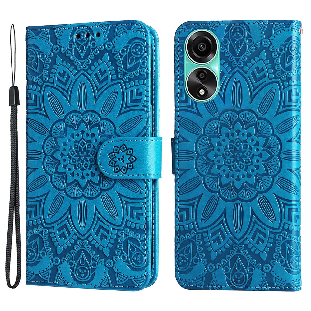 For Oppo A78 4G Shockproof Phone Cover Sunflower Imprinted PU Leather Wallet Stand Case