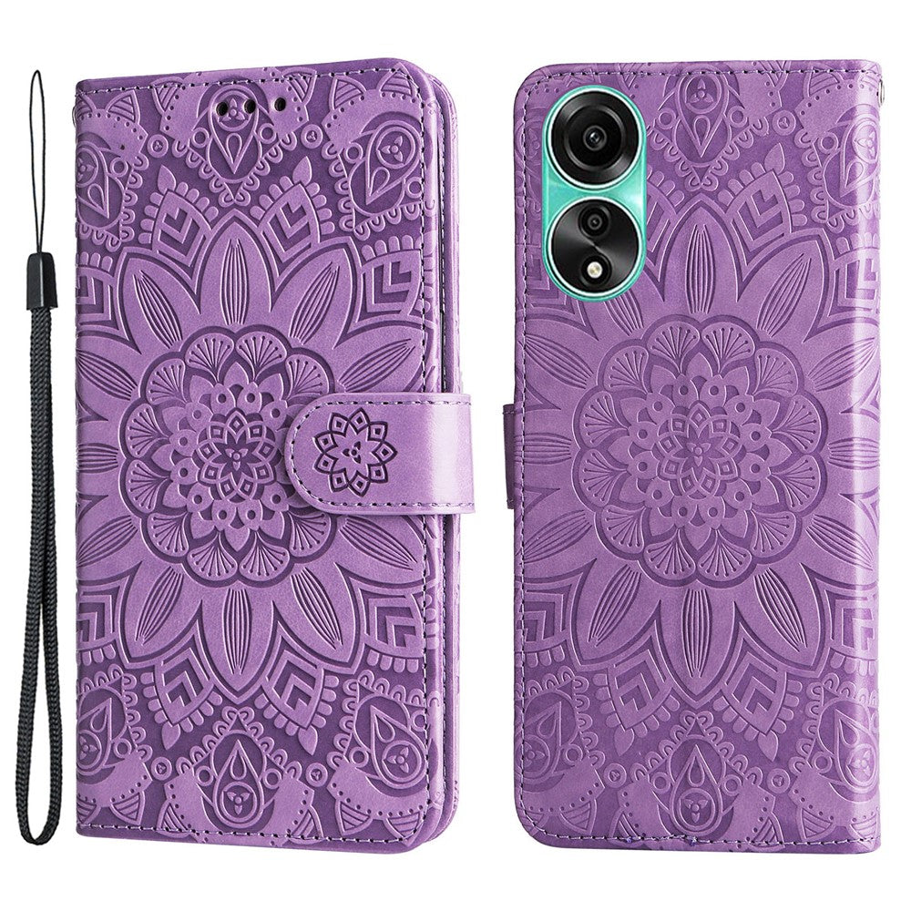 For Oppo A78 4G Shockproof Phone Cover Sunflower Imprinted PU Leather Wallet Stand Case