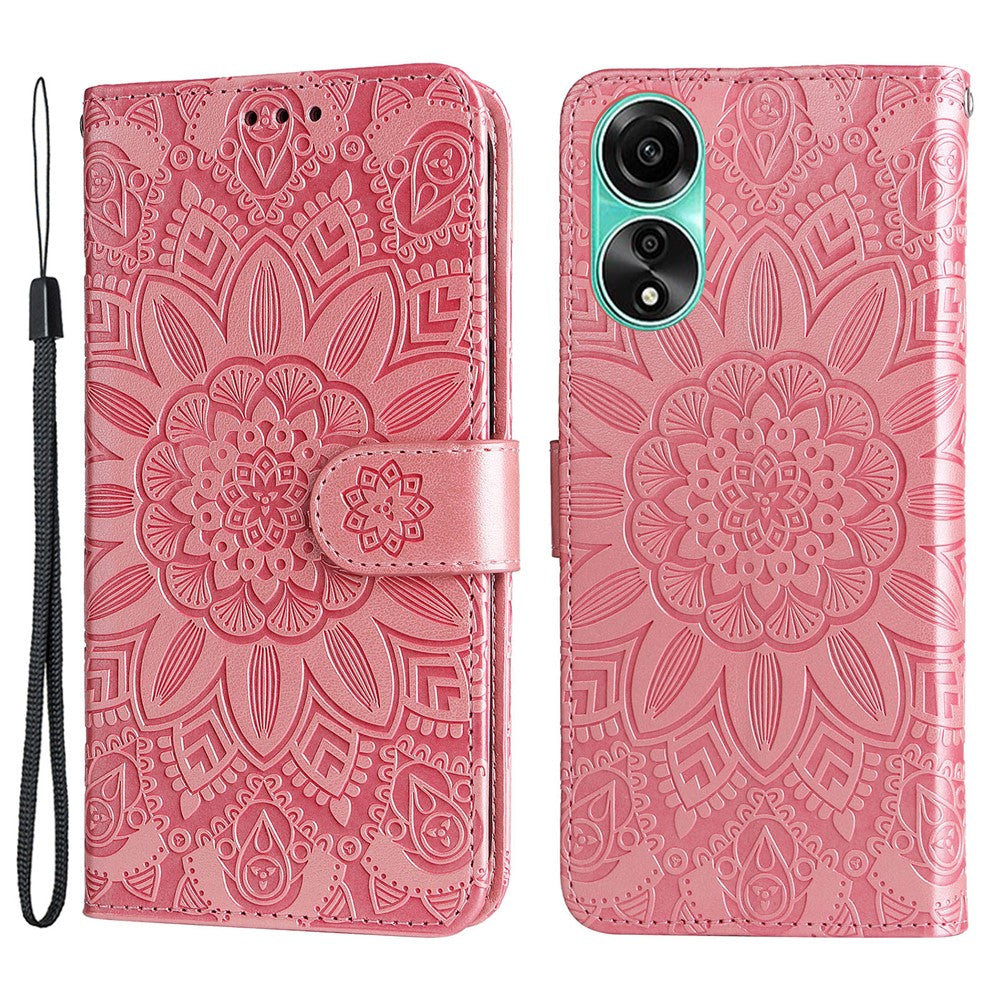 For Oppo A78 4G Shockproof Phone Cover Sunflower Imprinted PU Leather Wallet Stand Case