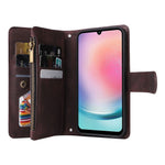 Samsung Galaxy A24 4G (162,1 x 77,6 x 8,3 mm) tegnebogsetui med lynlåslomme, flere kortlommer og læderetui