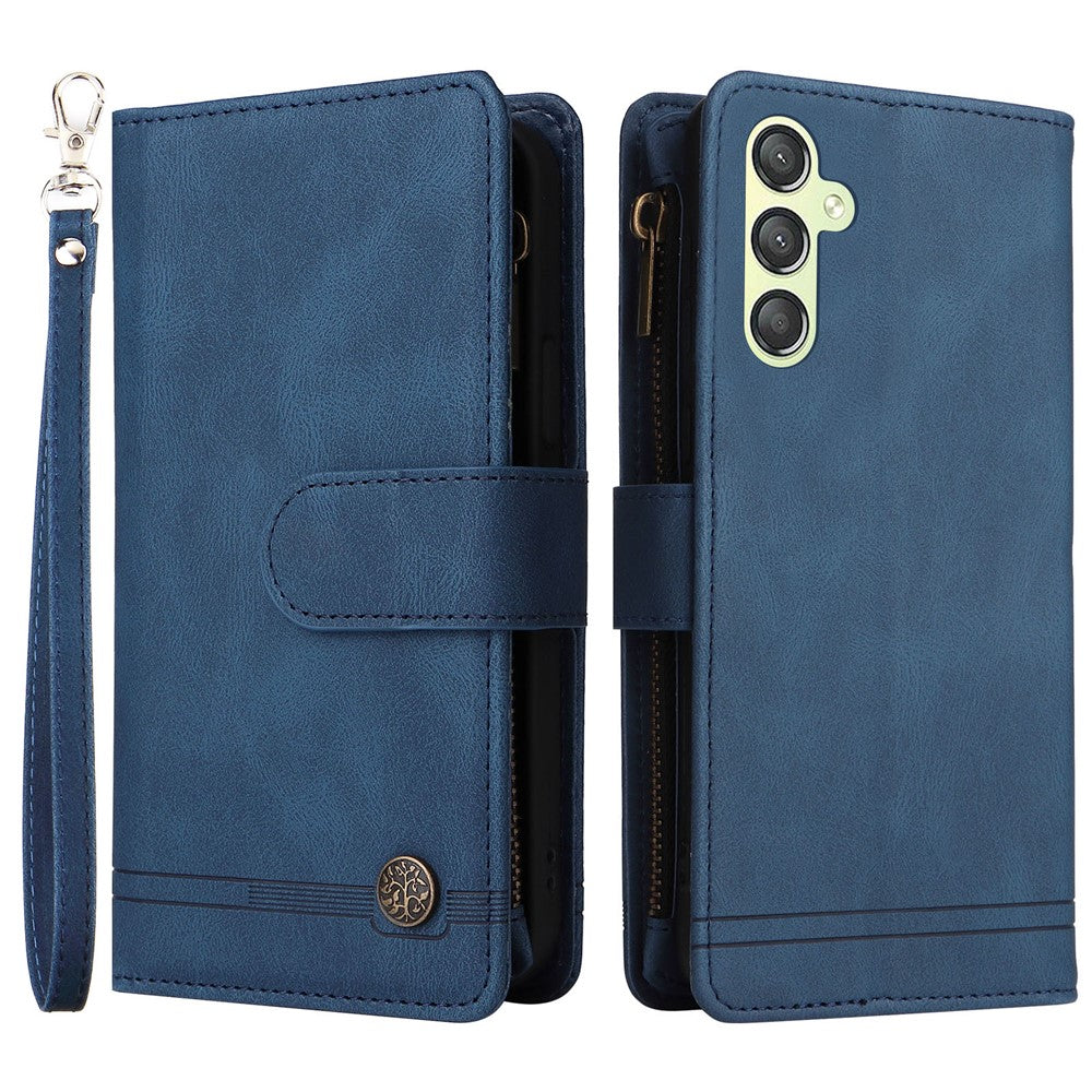 Samsung Galaxy A24 4G (162,1 x 77,6 x 8,3 mm) tegnebogsetui med lynlåslomme, flere kortlommer og læderetui