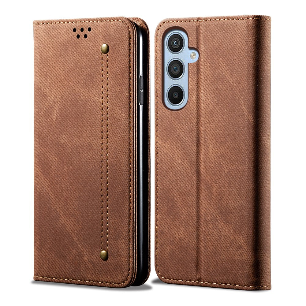 For Samsung Galaxy S23 FE Jeans Cloth Texture Wallet Case PU Leather Stand Phone Cover