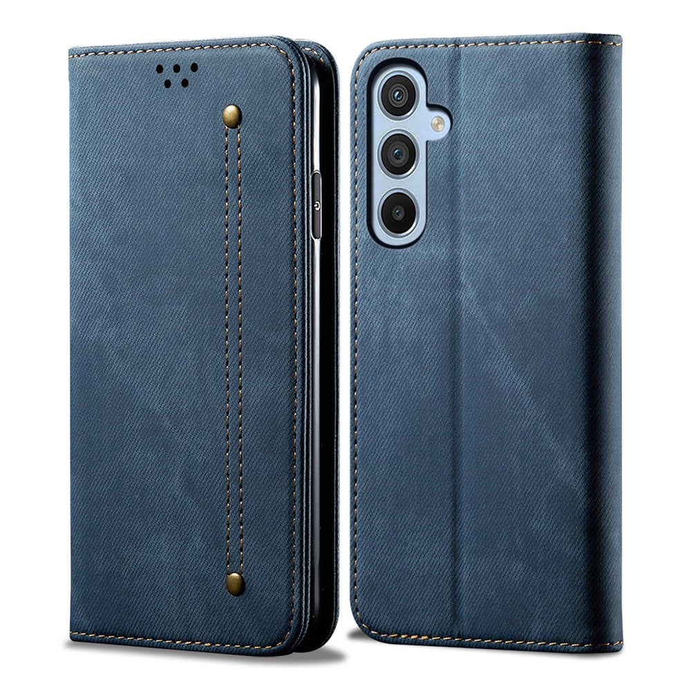 For Samsung Galaxy S23 FE Jeans Cloth Texture Wallet Case PU Leather Stand Phone Cover
