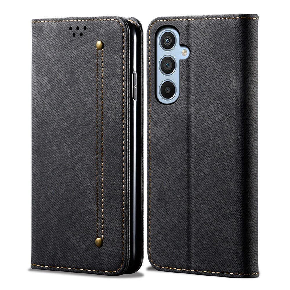 For Samsung Galaxy S23 FE Jeans Cloth Texture Wallet Case PU Leather Stand Phone Cover