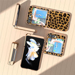 For Samsung Galaxy Z Flip5 5G Leopard Pattern Phone Case PU Leather + PC Electroplating Cover