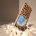 For Samsung Galaxy Z Flip5 5G Leopard Pattern Phone Case PU Leather + PC Electroplating Cover