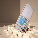 Til Samsung Galaxy Z Flip5 5G PU-læder + PC Anti-fald cover med rhinstens-tekstur og galvaniseret ramme