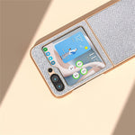 Til Samsung Galaxy Z Flip5 5G PU-læder + PC Anti-fald cover med rhinstens-tekstur og galvaniseret ramme