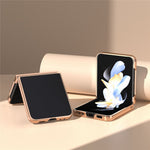 For Samsung Galaxy Z Flip5 5G Silky Series Electroplating Phone Case Genuine Cow Leather + PC Cover