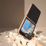 For Samsung Galaxy Z Flip5 5G Silky Series Electroplating Phone Case Genuine Cow Leather + PC Cover