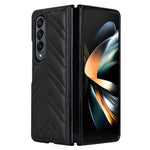 For Samsung Galaxy Z Fold4 5G PU Leather + PC Phone Case V-Shape Stitching Shockproof Folding Cover