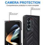For Samsung Galaxy Z Fold4 5G PU Leather + PC Phone Case V-Shape Stitching Shockproof Folding Cover