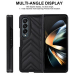 For Samsung Galaxy Z Fold4 5G PU Leather + PC Phone Case V-Shape Stitching Shockproof Folding Cover