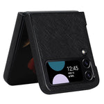 For Samsung Galaxy Z Flip4 5G Cross Texture Phone Case PU Leather + PC Protective Cover