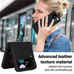 For Samsung Galaxy Z Flip4 5G Cross Texture Phone Case PU Leather + PC Protective Cover