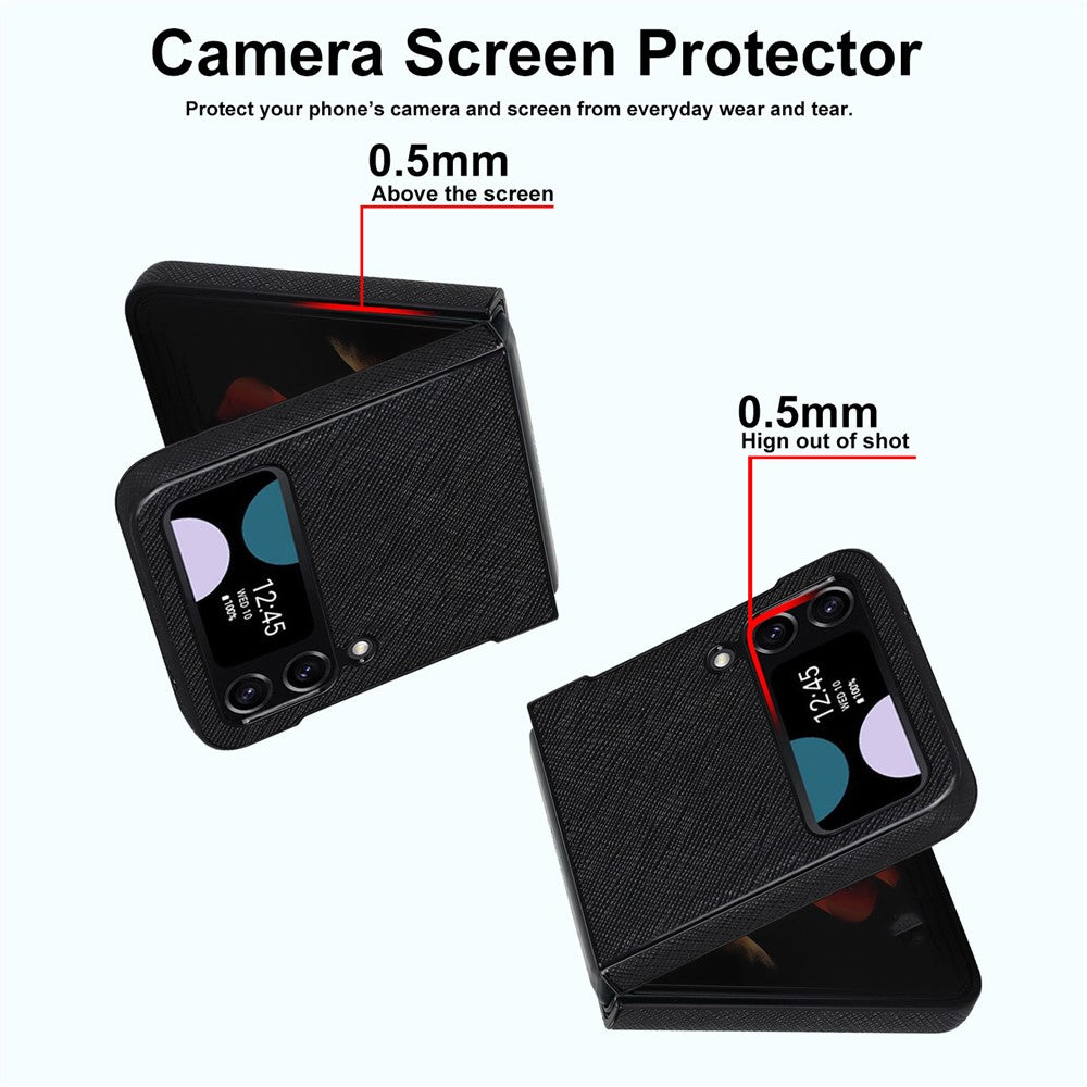 For Samsung Galaxy Z Flip4 5G Cross Texture Phone Case PU Leather + PC Protective Cover