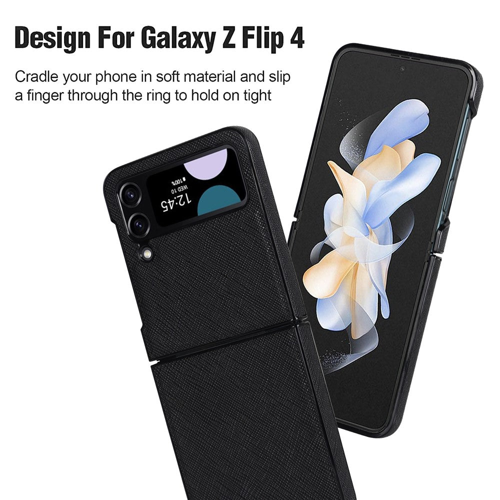 For Samsung Galaxy Z Flip4 5G Cross Texture Phone Case PU Leather + PC Protective Cover