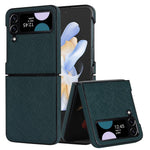 For Samsung Galaxy Z Flip4 5G Cross Texture Phone Case PU Leather + PC Protective Cover