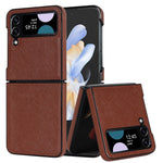 For Samsung Galaxy Z Flip4 5G Cross Texture Phone Case PU Leather + PC Protective Cover