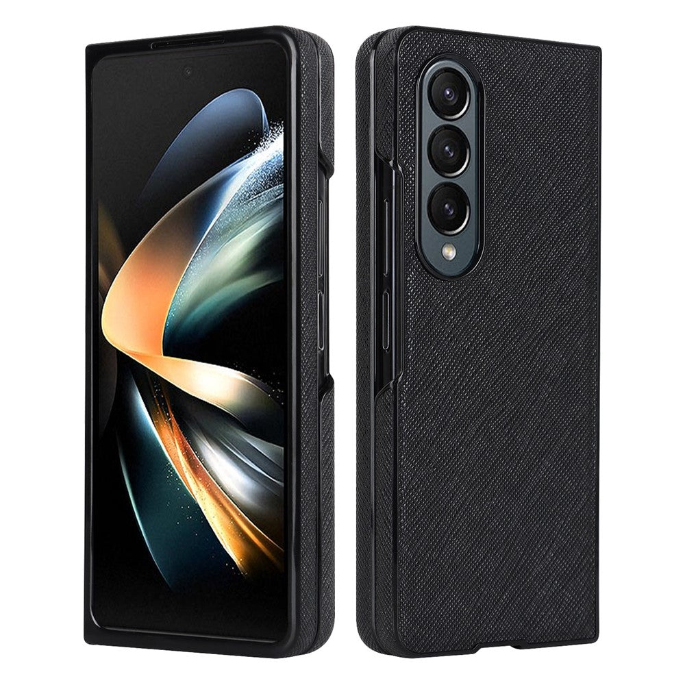 For Samsung Galaxy Z Fold4 5G Shockproof Phone Case PU Leather + PC Cross Texture Cover