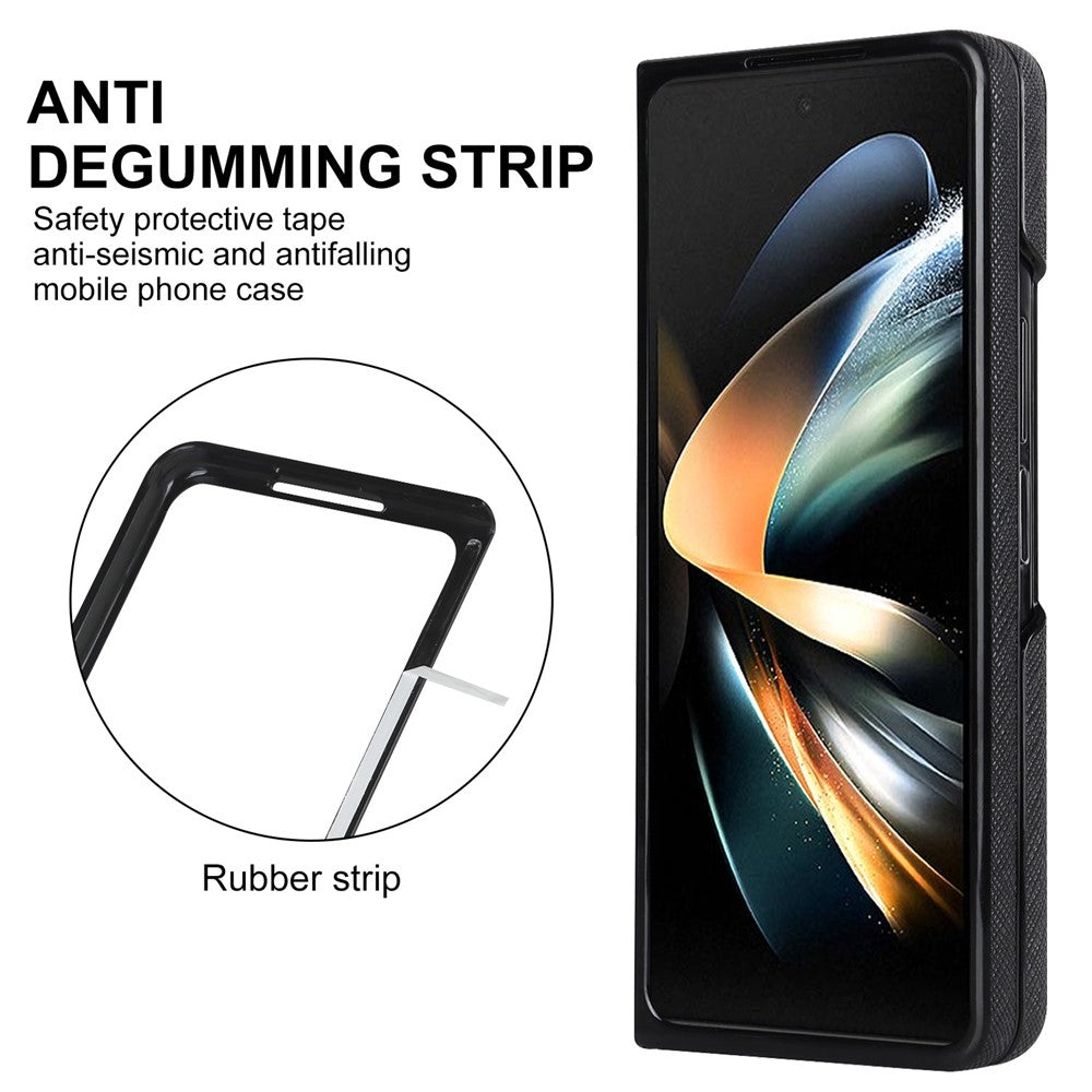 For Samsung Galaxy Z Fold4 5G Shockproof Phone Case PU Leather + PC Cross Texture Cover