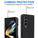 For Samsung Galaxy Z Fold4 5G Shockproof Phone Case PU Leather + PC Cross Texture Cover
