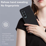 For Samsung Galaxy Z Fold4 5G Shockproof Phone Case PU Leather + PC Cross Texture Cover