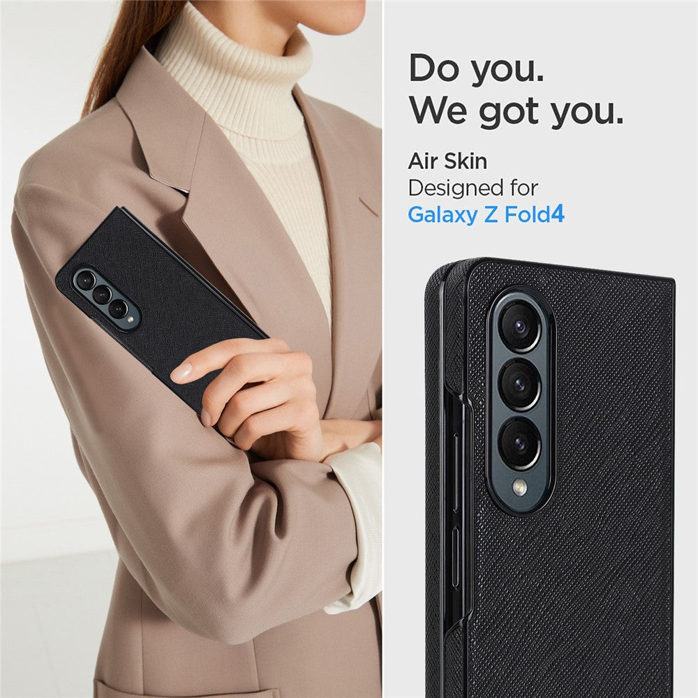 For Samsung Galaxy Z Fold4 5G Shockproof Phone Case PU Leather + PC Cross Texture Cover