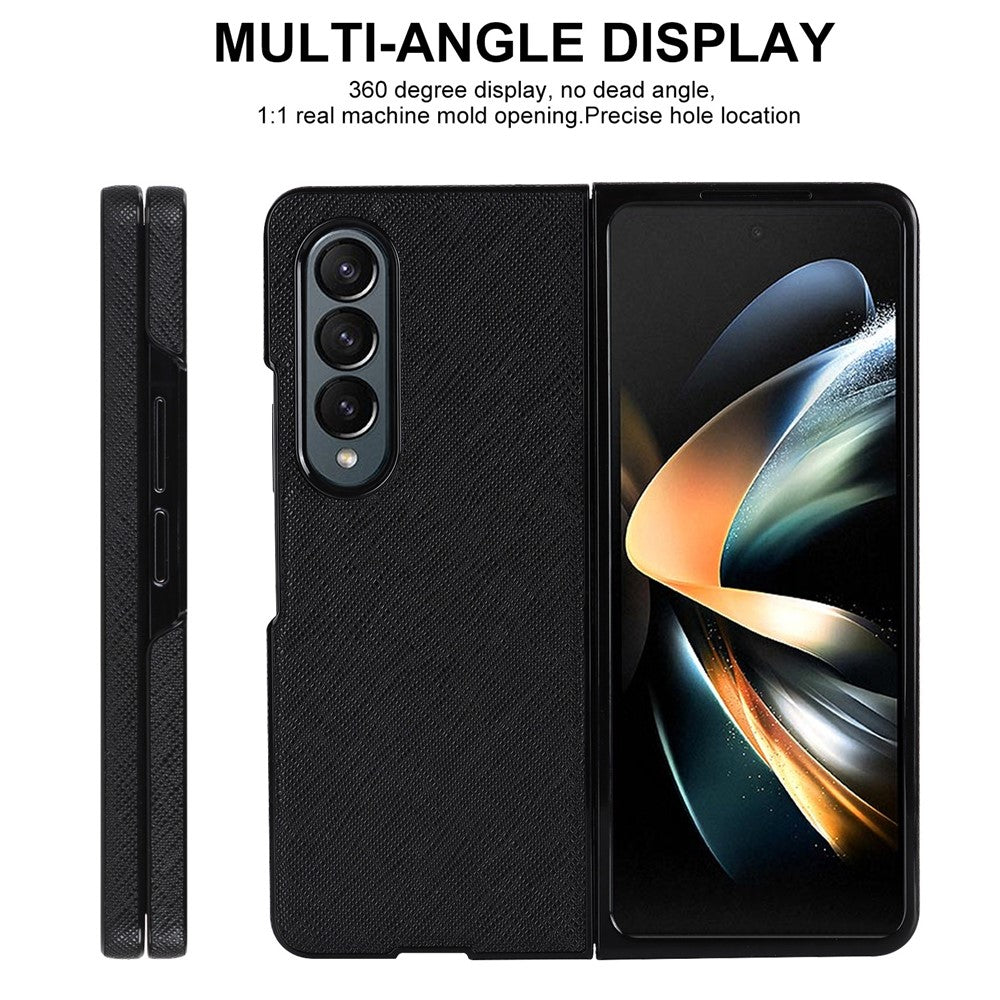 For Samsung Galaxy Z Fold4 5G Shockproof Phone Case PU Leather + PC Cross Texture Cover