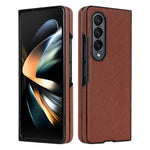 For Samsung Galaxy Z Fold4 5G Shockproof Phone Case PU Leather + PC Cross Texture Cover