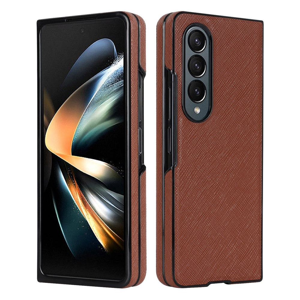For Samsung Galaxy Z Fold4 5G Shockproof Phone Case PU Leather + PC Cross Texture Cover