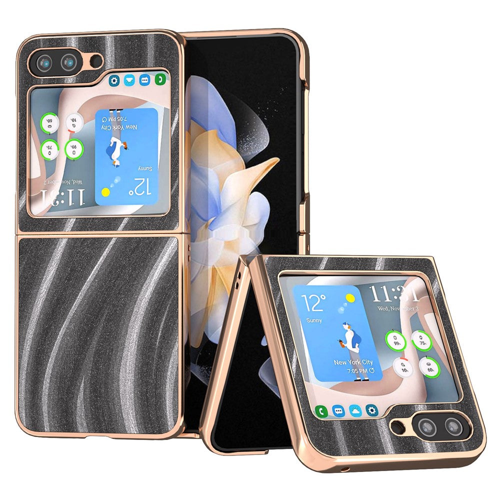 Milky Way Series Phone Case for Samsung Galaxy Z Flip5 5G, PU Leather + PC Electroplating Anti-Scratch Cover