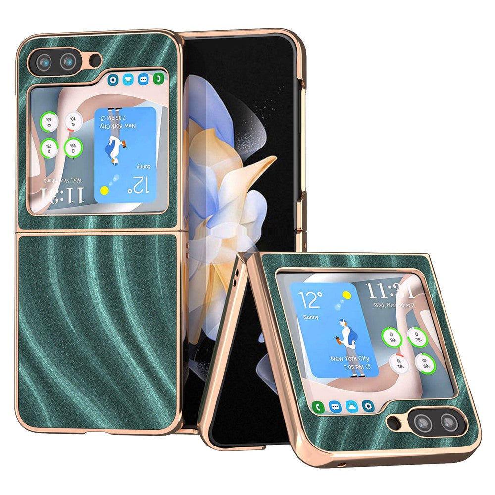 Milky Way Series Phone Case for Samsung Galaxy Z Flip5 5G, PU Leather + PC Electroplating Anti-Scratch Cover