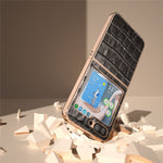 Til Samsung Galaxy Z Flip5 5G Bagcover i Krokodillemønster Ægte Koskind + PC Nano Galvaniseret Telefoncover