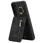 RFID Blocking Kickstand Phone Case for Samsung Galaxy S23+ Retro PU+TPU Zippered Wallet Phone Cover