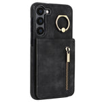 RFID Blocking Kickstand Phone Case for Samsung Galaxy S23+ Retro PU+TPU Zippered Wallet Phone Cover