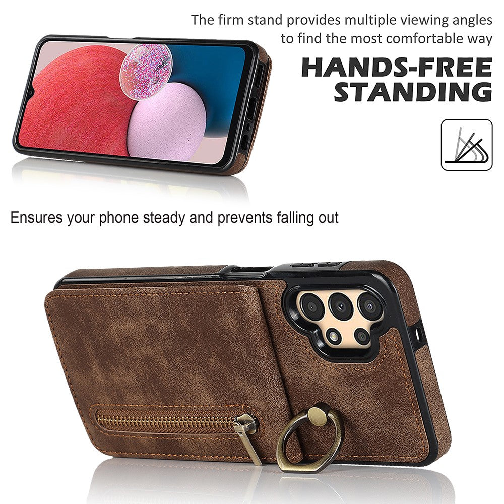 Samsung Galaxy A13 5G / A13 4G RFID-blokerende pung-etui med stativ i retro PU+TPU