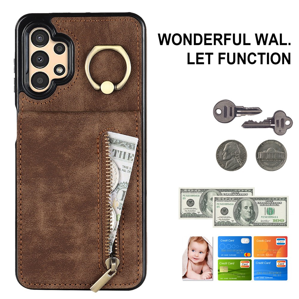 Samsung Galaxy A13 5G / A13 4G RFID-blokerende pung-etui med stativ i retro PU+TPU