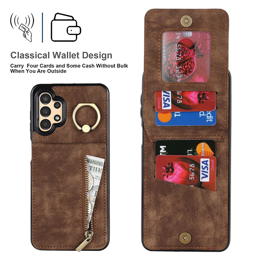 Samsung Galaxy A13 5G / A13 4G RFID-blokerende pung-etui med stativ i retro PU+TPU