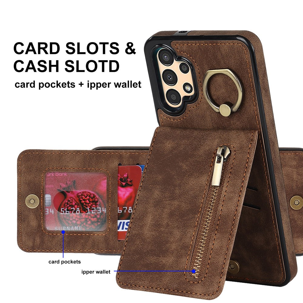 Samsung Galaxy A13 5G / A13 4G RFID-blokerende pung-etui med stativ i retro PU+TPU