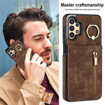 Samsung Galaxy A13 5G / A13 4G RFID-blokerende pung-etui med stativ i retro PU+TPU
