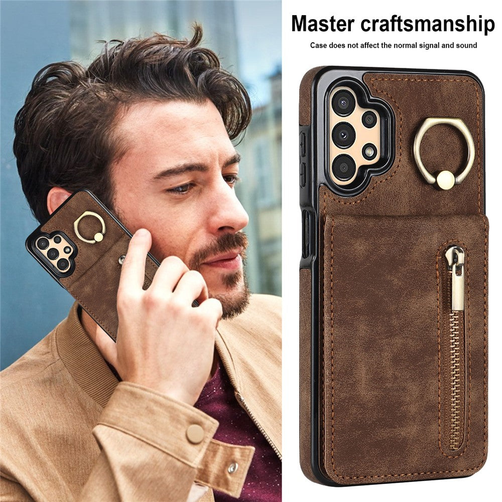 Samsung Galaxy A13 5G / A13 4G RFID-blokerende pung-etui med stativ i retro PU+TPU