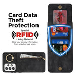 Til Samsung Galaxy A52 4G / A52 5G / A52s 5G RFID-blokerende telefonetui, anti-fald PU+TPU pungtelefoncover med støtteben