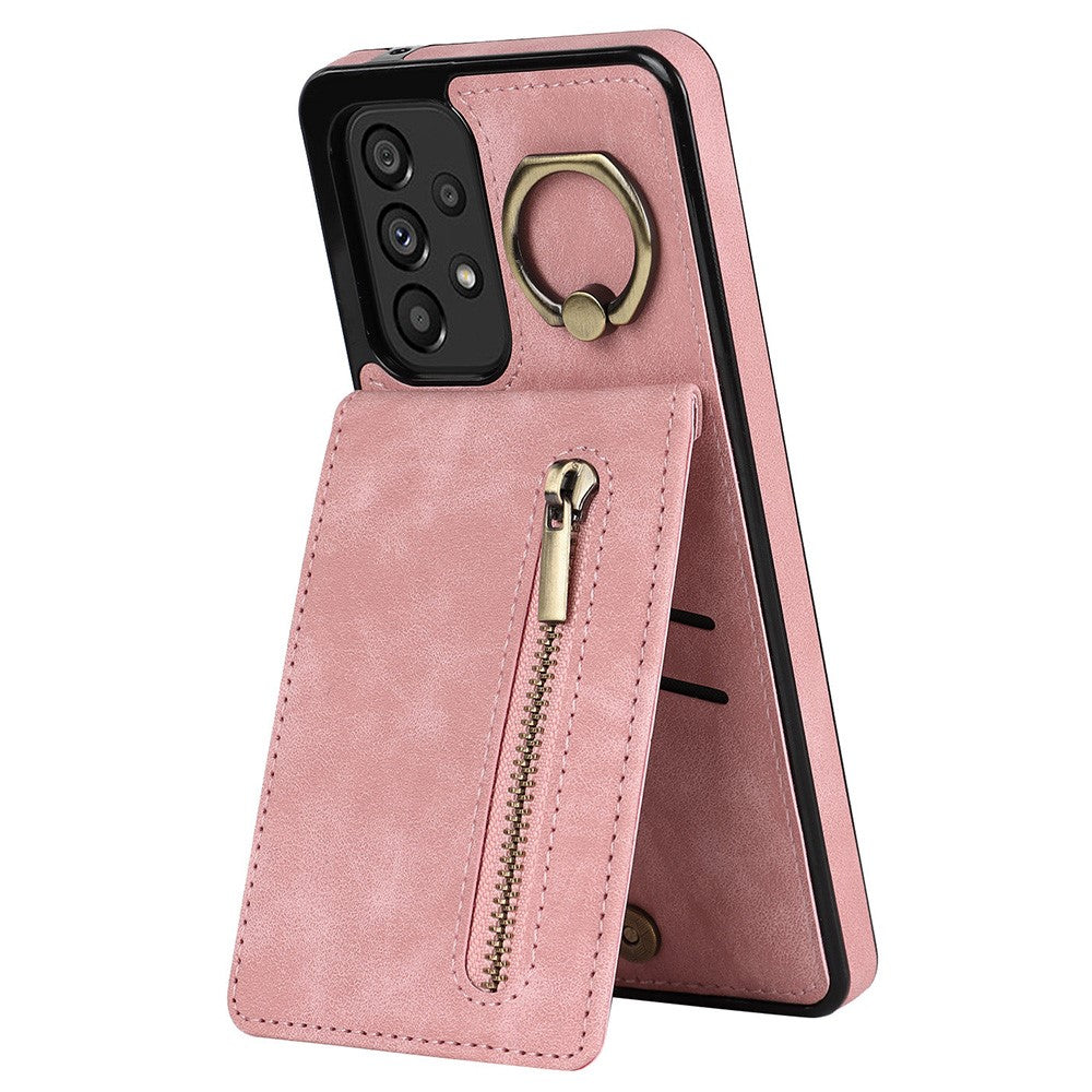 Samsung Galaxy A33 5G RFID-blockerande stativfodral Retro PU+TPU stötsäkert plånboksfodral