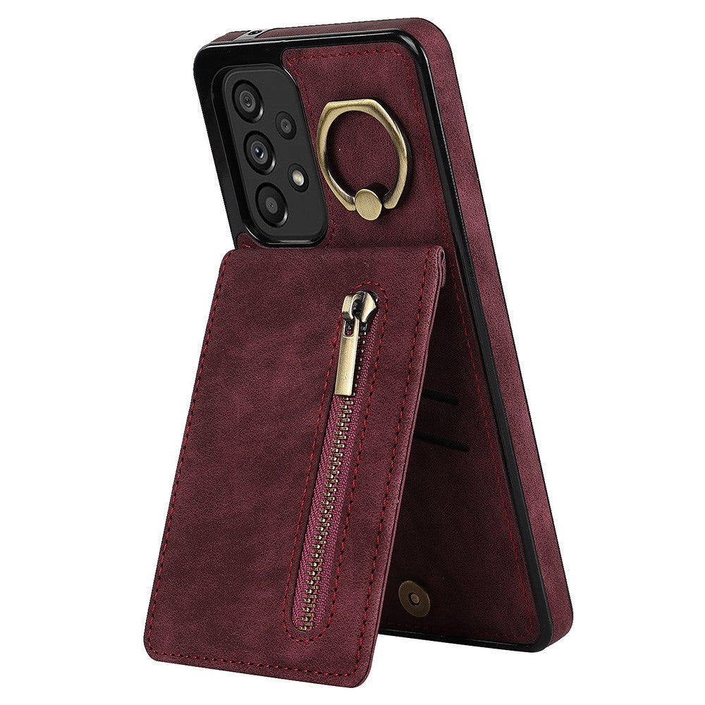 Samsung Galaxy A33 5G RFID-blockerande stativfodral Retro PU+TPU stötsäkert plånboksfodral