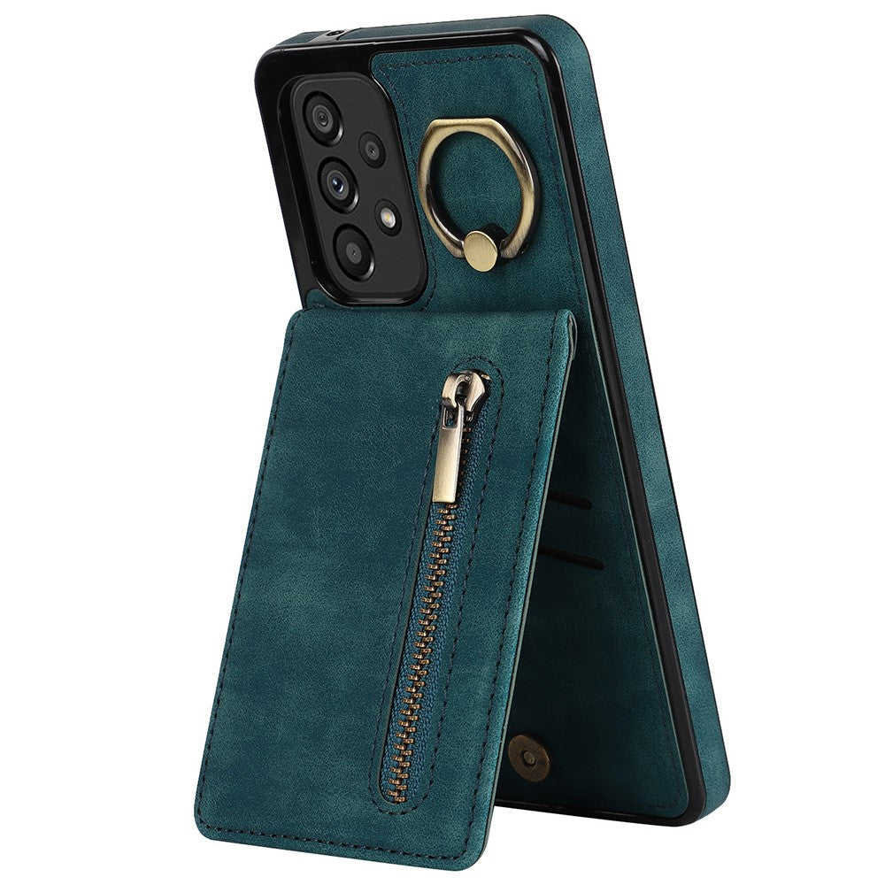 Samsung Galaxy A33 5G RFID-blockerande stativfodral Retro PU+TPU stötsäkert plånboksfodral
