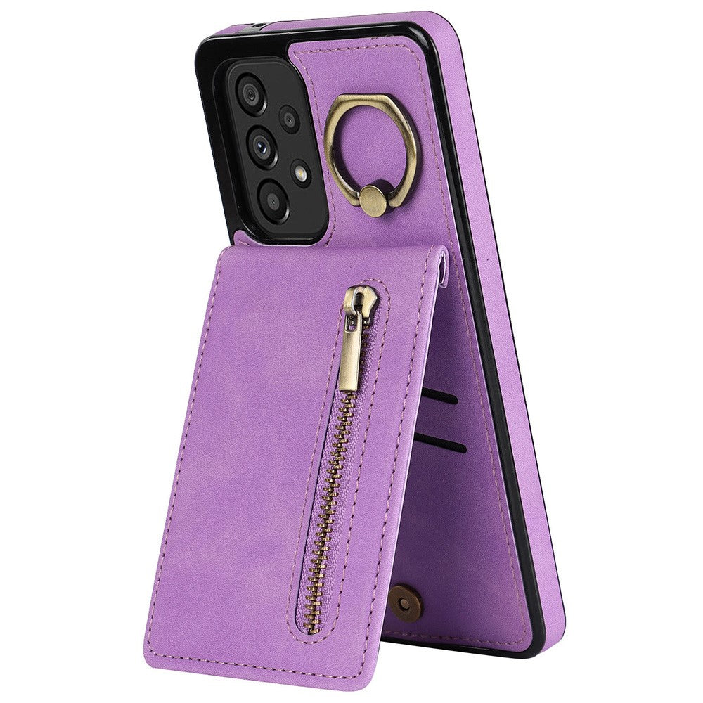 Samsung Galaxy A33 5G RFID-blockerande stativfodral Retro PU+TPU stötsäkert plånboksfodral